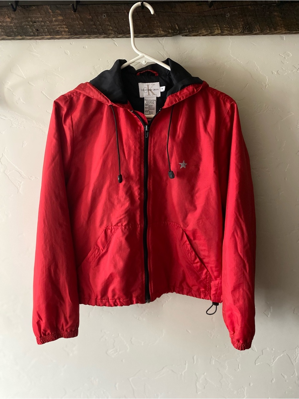 Calvin Klein Red Hooded Rain Jacket